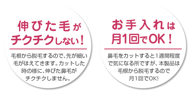 伸びた毛がチクチクしない！お手入れは月一回でOK!